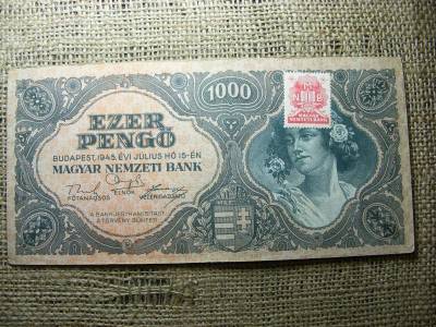 1000 pengő, 1945, hibás MNB bélyeggel