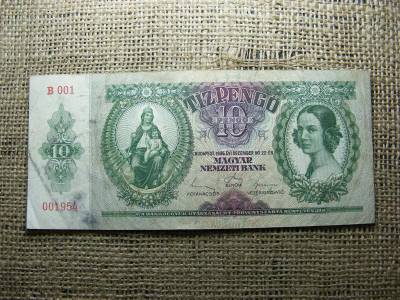 10 pengő bankjegy, 1936, egyedi sorszám