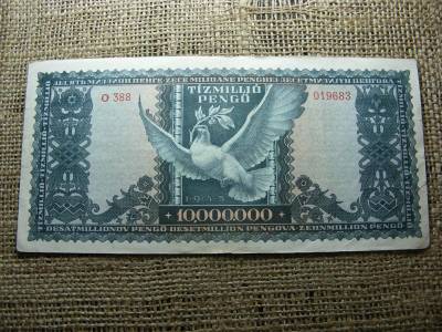 Tízmillió pengő bankjegy, 1945, születési dátumos