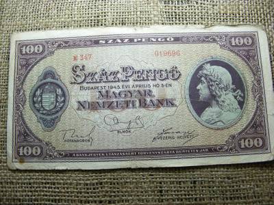 100 pengő bankjegy, 1945, születési dátumos