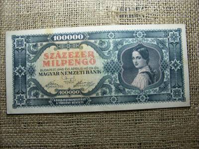 Százezer milpengő bankjegy, 1946, születési dátumos