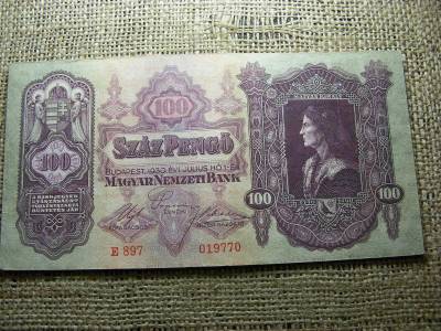 100 pengő bankjegy, 1930, születési év 1977