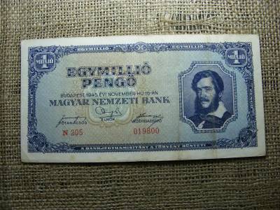 Egymillió pengő bankjegy, 1945, egyedi sorszám