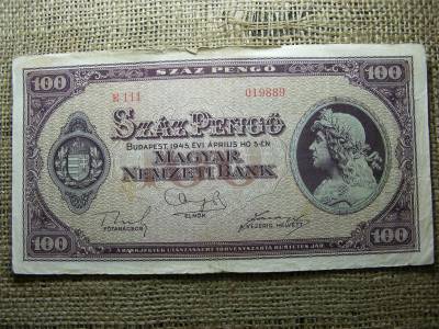 100 pengő bankjegy, 1945, születésnapos ajándék
