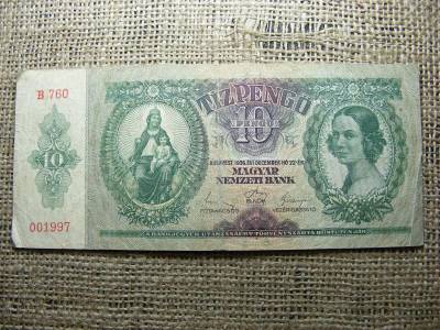 10 pengő bankjegy, 1936, egyedi sorszám