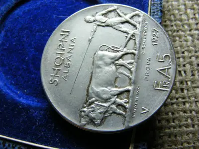 Albánia 25 Lek, 5 Franga Ari, 1927, Próba, ezüst