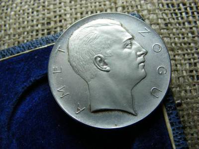 Albánia 25 Lek, 5 Franga Ari, 1927, Próba, ezüst