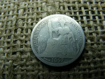Ezüst 10 centes érme, 1897, Indokína, Francia