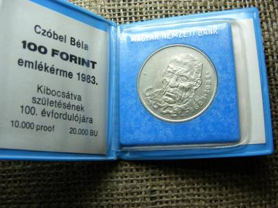 100 forintos érme, 1983, Czóbel, tokban