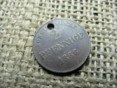 Szász 2 Pfennige, 1866, Bernhard II, ritkább
