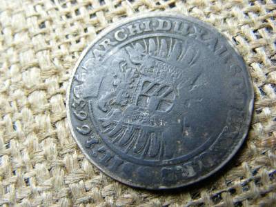 Lipót Ezüst XV Krajcár, 1663, Fekete Patinás