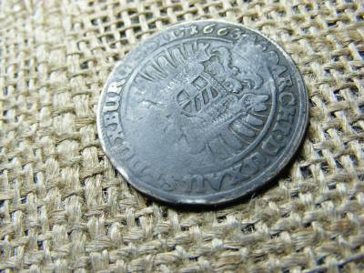 Lipót Ezüst XV Krajcár, 1663, Fekete Patinás