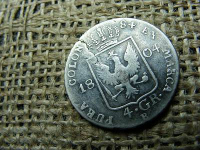Ezüst Porosz 4 groschen, 1804 B, ritka