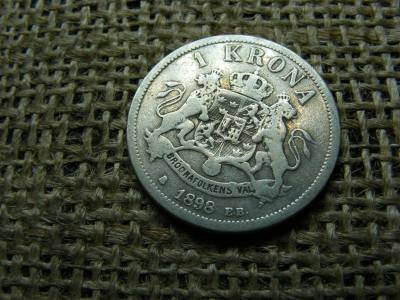 Svéd 1 krona, 1898, Oscar II, ezüst