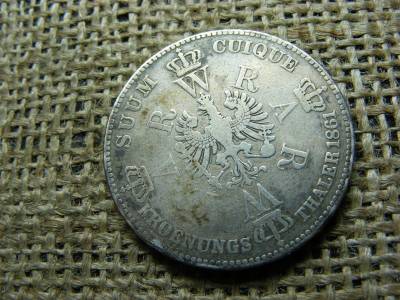 Ezüst Porosz 1 Thaler, 1861, I. Vilmos koronázása