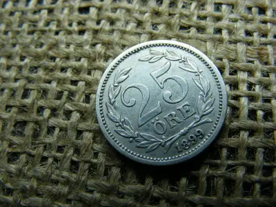 Svéd 25 öre érme, 1899, ezüst