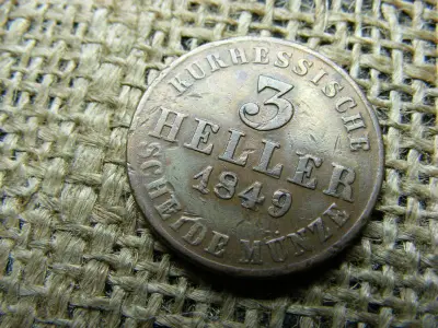 Hesse 3 Heller, 1849, Frigyes Vilmos I