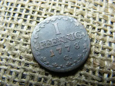 1 Pfennig, 1778, C, réz, ritkább év