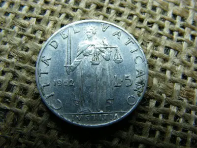 Vatikán 5 lire, 1952, lira