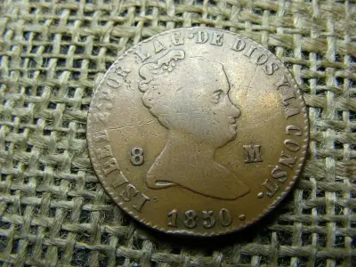 Spanyolország 8 Maravedis, 1850, II. Isabel Alkotmányos