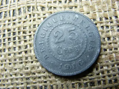 Belgium 25 centimes, 1916, német megszállási érme