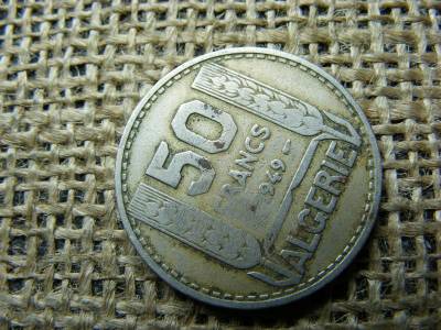 Algéria 50 francs, 1949, fémpénz