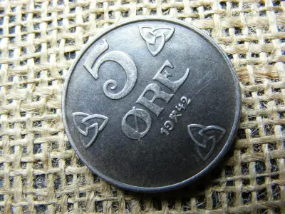 Norvégia 5 öre, 1942, Haakon VII, verdehibás