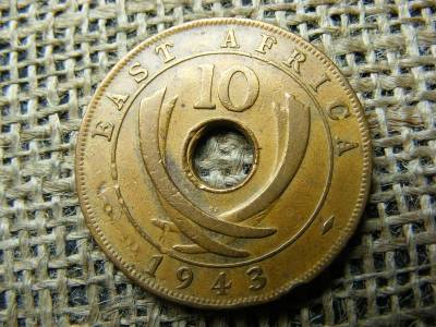 Kelet-Afrika 10 cents, 1943, fémpénz