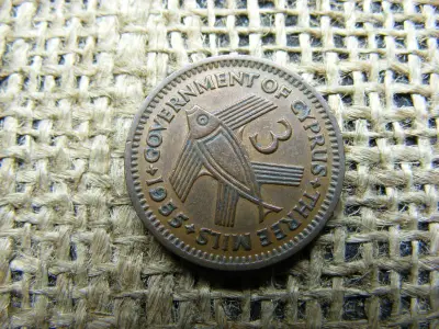 Ciprus 3 Mils, 1955, II. Erzsébet