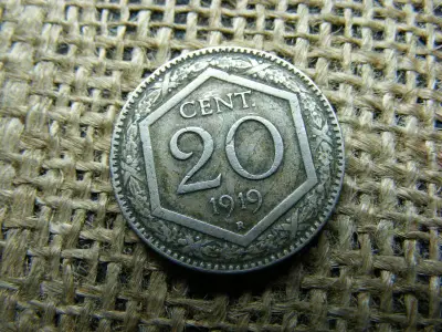 Olaszország 20 centesimi, 1919, verdehibás
