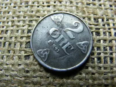 Norvégia 2 öre, 1943, Haakon VII, WW2 német megszállás