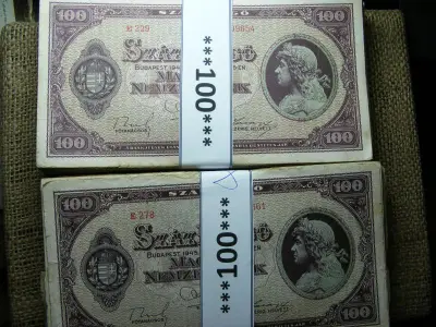 100 pengő, 1945, 100 db/köteg, használt