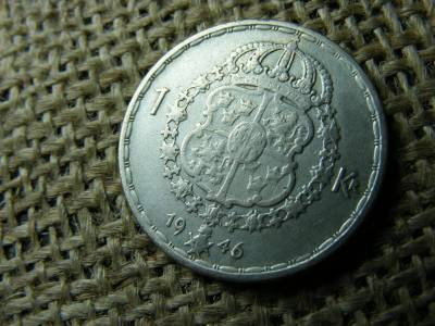 Svédország, 1 korona, 1946, ezüst