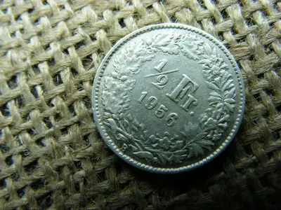 Svájci 1/2 frank érme, 1956, ezüst
