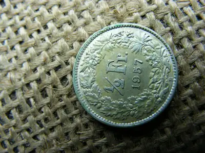 Svájc, 1/2 frank 1957, ezüst
