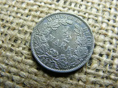Birodalmi 1/2 márka, 1913, ezüst