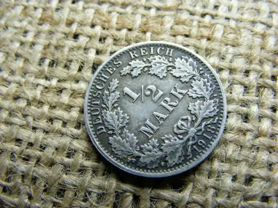 Birodalmi 1/2 márka, 1918, ezüst
