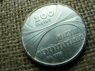 Ezüst 200 forint, 1975, MTA, BU