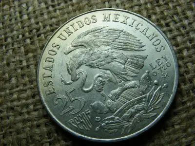 Mexikó, 25 pesos, 1968, ezüst