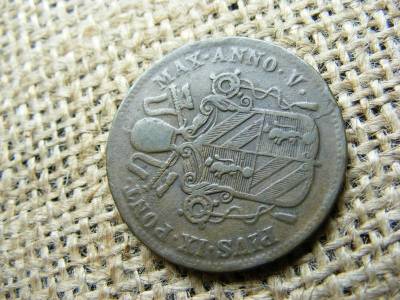 Pápai Államok 1 Baiocco, 1850, Pio IX zárt koszorú