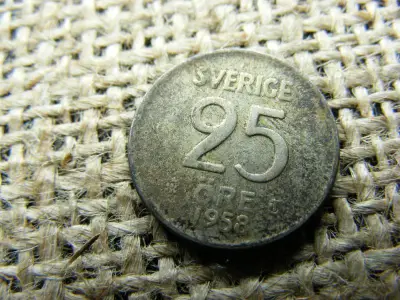 Svéd 25 öre, 1958, ezüst