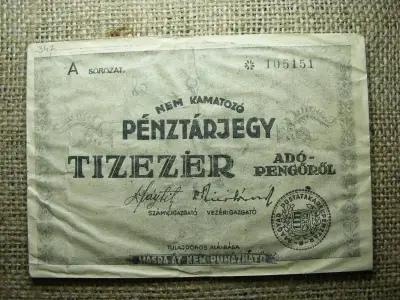 Nem kamatozó Pénztárjegy, 1946, 10000 Adópengő
