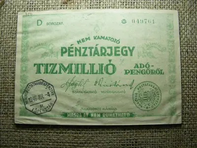 Nem kamatozó Pénztárjegy, 1946, Tízmillió Adópengő