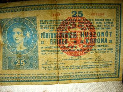 25 korona, 1918, apró betűs, M.O., ritka