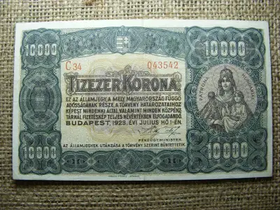 10000 korona bankjegy, 1923, Orell Füssli