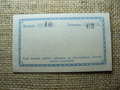 Mauthner 1 korona bankjegy, 1919, szükségpénz