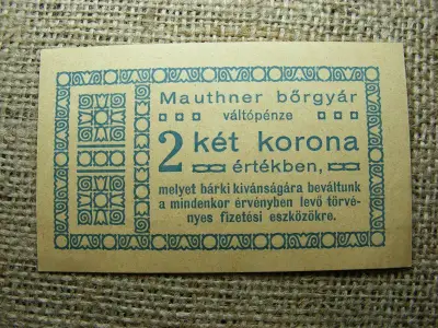 Mauthner 2 korona, 1919, szükségpénz