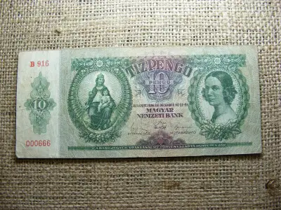 10 pengő, 1936, alacsony sorszám, sátáni 666