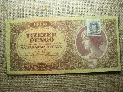 10000 pengő, 1945, MNB bélyeggel