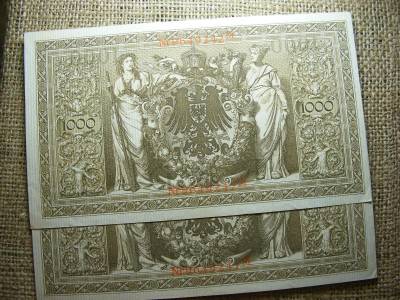 1000 márka bankjegy, 1910, 2 db sorszámkövető